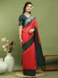 Aastha Fashion Red Silk Blend Weaving Saree Hot on Sale