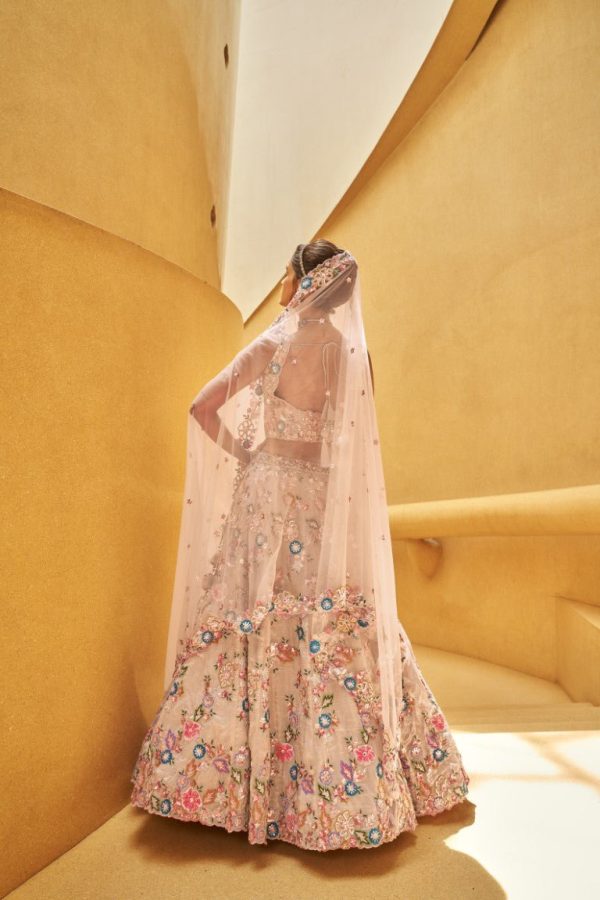 Aastha Fashion Rosegold Organza Embroidery Lehenga Choli Online