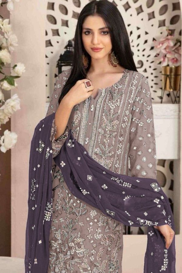 Aastha Fashion Beige Georgette Embroidery Pakistani Suit For Discount