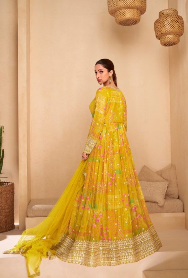 Aastha Fashion Yellow Georgette Embroidery Anarkali Suit on Sale