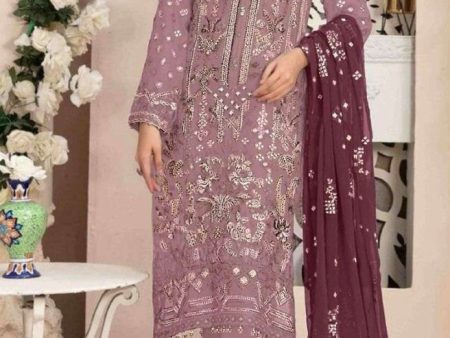 Aastha Fashion Rosy Brown Georgette Embroidery Pakistani Suit Hot on Sale