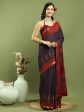 Aastha Fashion Violet Silk Blend Weaving Saree Cheap