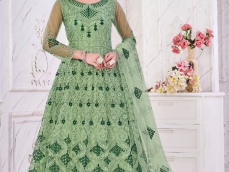 Aastha Fashion Green Net Embroidery Anarkali Suit Online Hot Sale