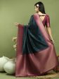 Aastha Fashion Teal Silk Blend Weaving Saree For Discount