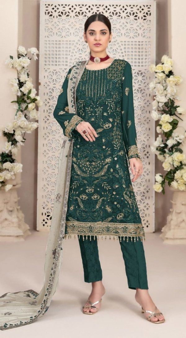 Aastha Fashion Green Georgette Embroidery Pakistani Suit For Discount