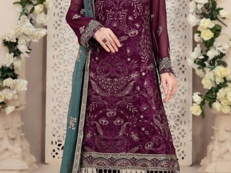 Aastha Fashion Wine Georgette Embroidery Pakistani Suit Hot on Sale