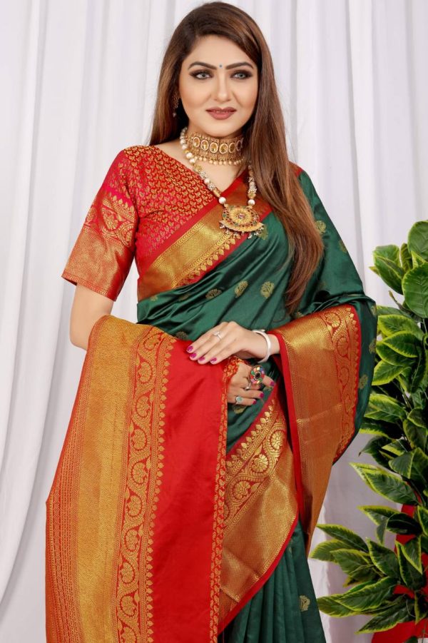 Aastha Fashion Green Silk Weaving Saree For Sale