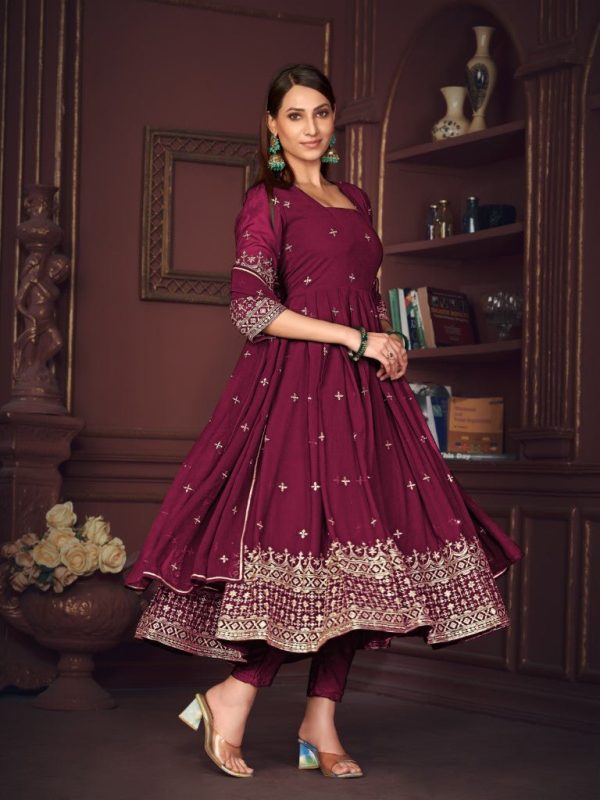 Aastha Fashion Dark Pink Georgette Embroidery Anarkali Suit Sale