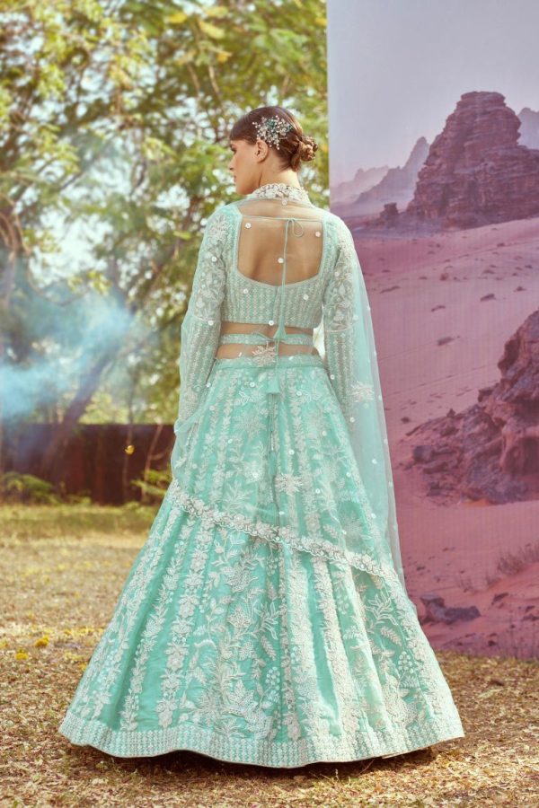 Aastha Fashion Seagreen Organza Embroidery Lehenga Choli Cheap