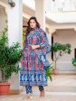 Aastha Fashion Blue Maroon Cotton Embroidery & Printed Anarkali Suit Cheap