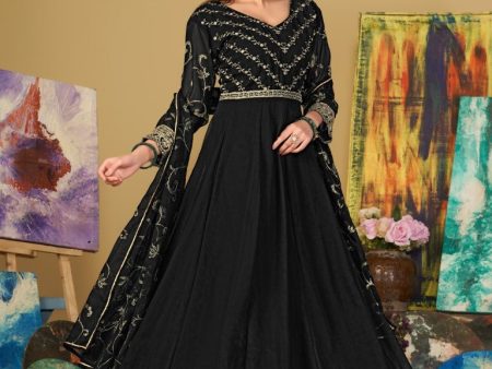 Aastha Fashion Black Georgette Embroidery Anarkali Suit Discount