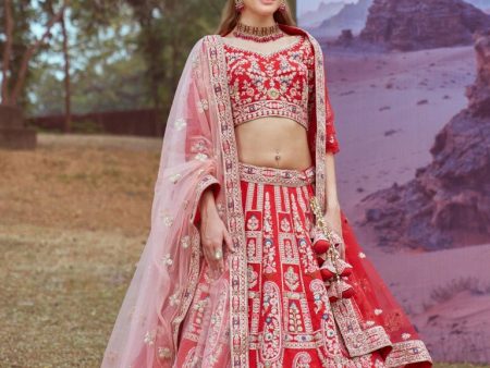 Aastha Fashion Red Silk Beads And Stones Lehenga Choli Supply