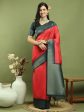 Aastha Fashion Red Silk Blend Weaving Saree Hot on Sale