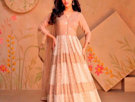 Aastha Fashion Beige Georgette Embroidery Anarkali Suit Online Sale